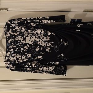 CHAPS BRAND WOMEN'S BLACK & CREAM FLORAL DRESS SIZE LARGE